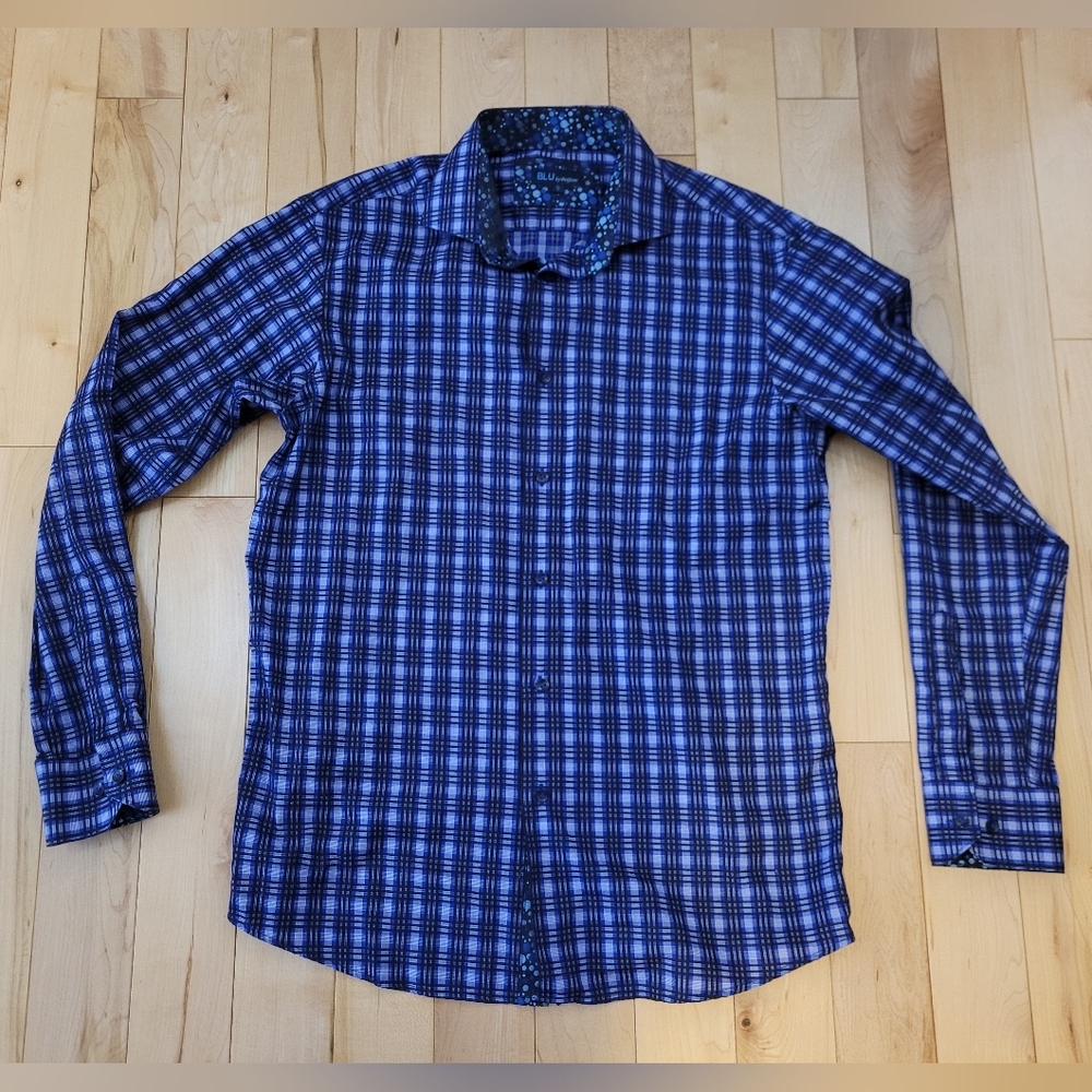 Blu by Polifroni men's size large long sleeve button up shirt